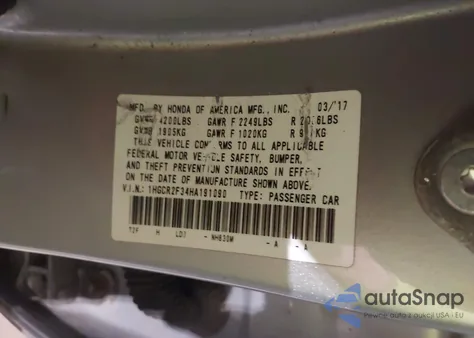 2017 Honda Accord Lx из США, поврежденный, VIN 1HGCR2F34HA191090